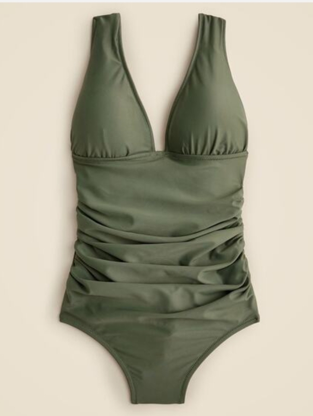 NWT J.Crew Ruched V-Neck One-Piece Swimsuit SZ 12 Cool Cypress - Picture 4 of 12